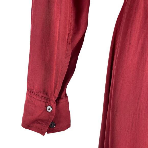 All Saints Sanko Drawstring Tie Mini Shirt Dress Crimson Orange Size 2 - Picture 6 of 7